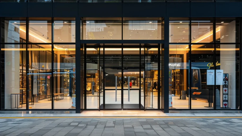 Glass façade for retail storefront