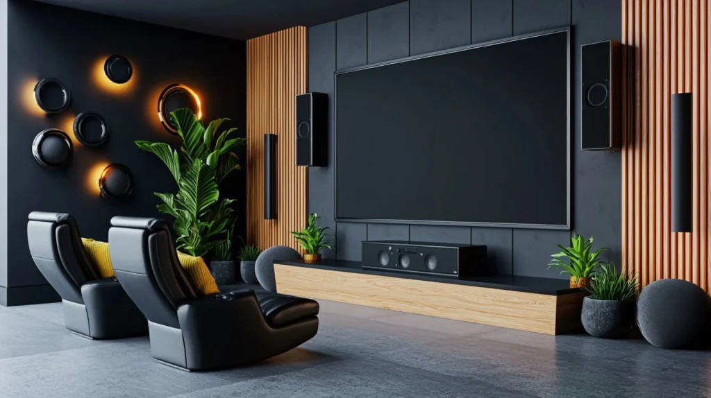 Modern acoustic design featuring soundproofing and panels.